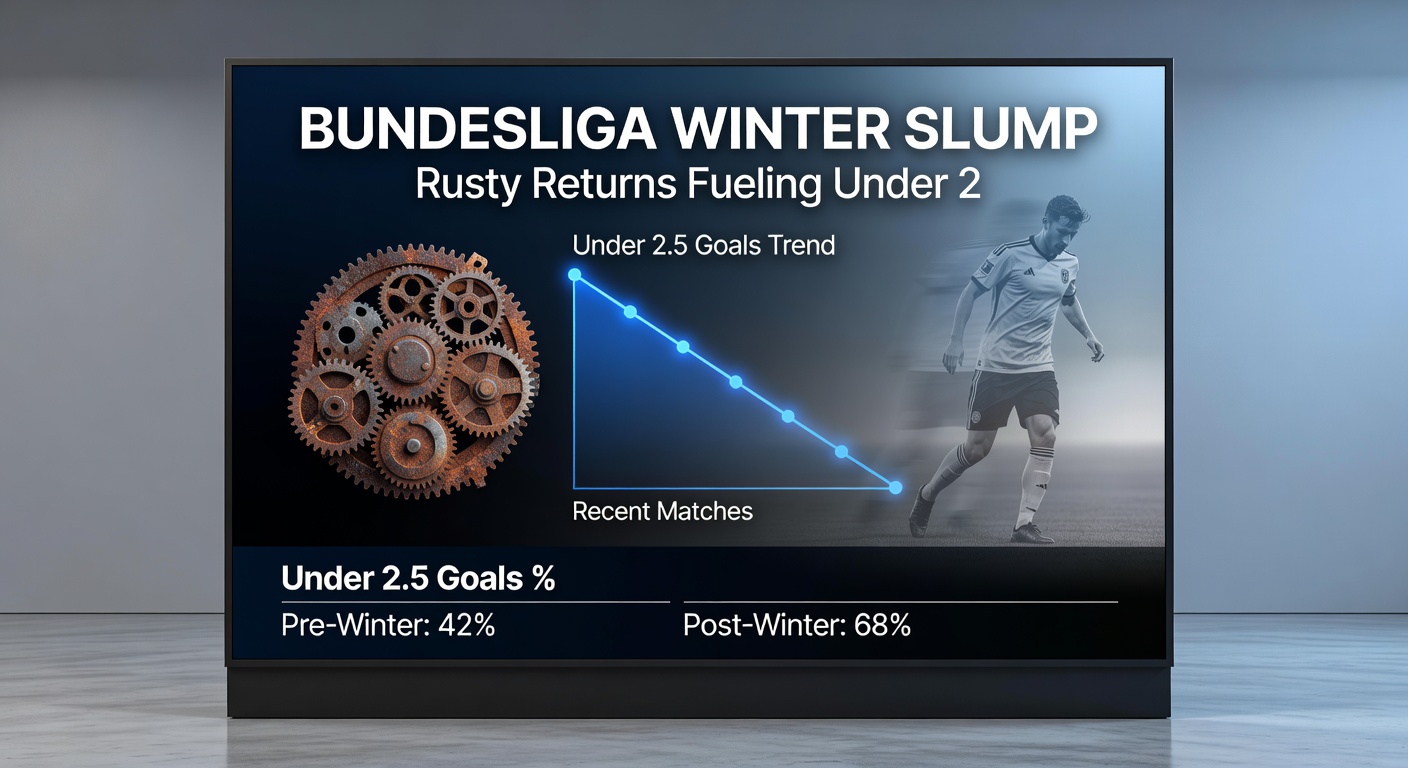 Graph showing Bundesliga goals per game post-winter break versus season average, with a clear dip in early rounds