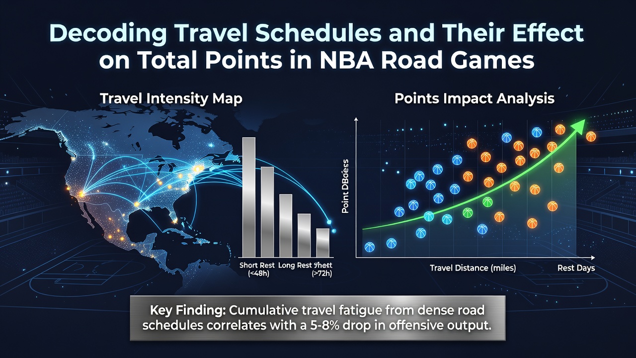 NBA teams navigating busy travel schedules during road trips that influence game scoring totals