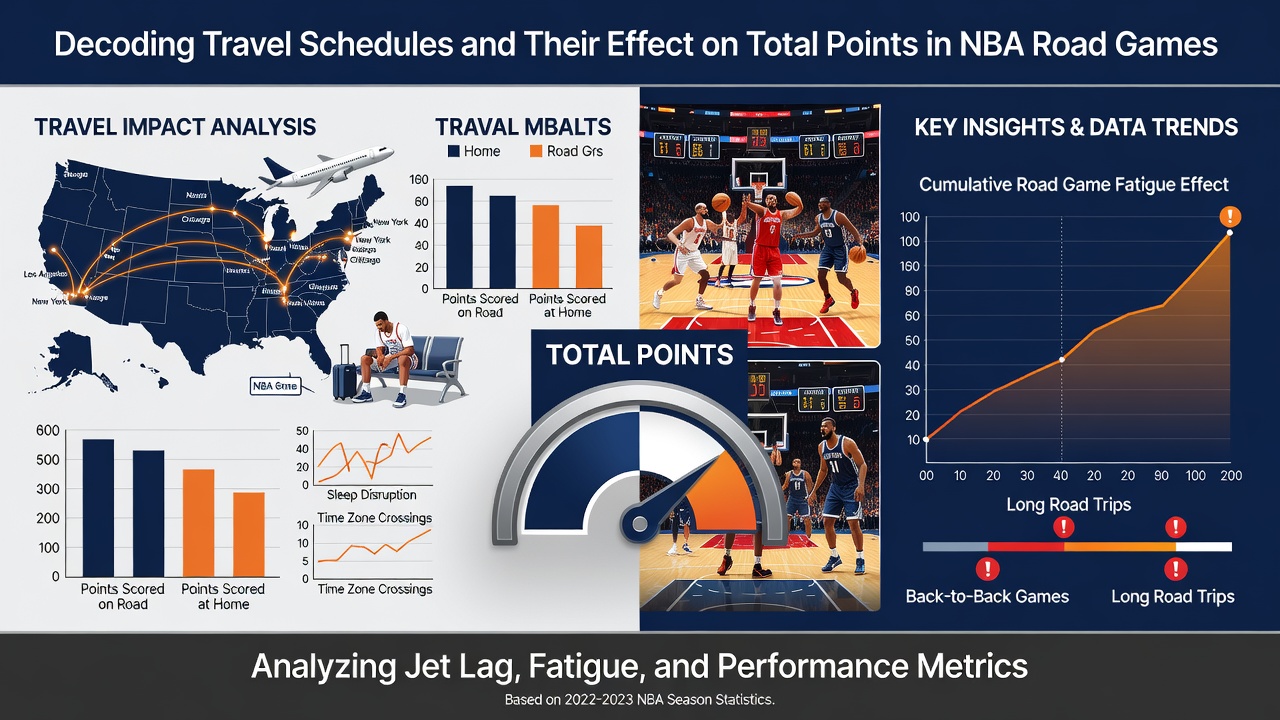 Detailed NBA schedule grid highlighting road game sequences and travel distances across the league