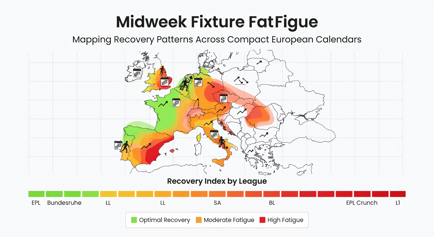 European football players monitoring recovery metrics after consecutive midweek fixtures in a congested calendar