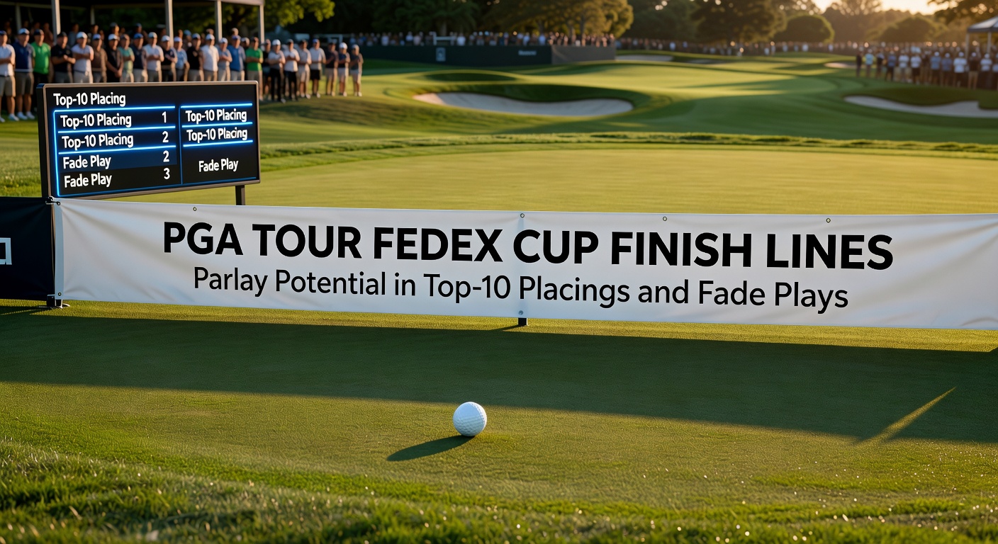 Dynamic graphic of PGA Tour FedEx Cup playoff leaderboard showing top contenders racing toward the finish line
