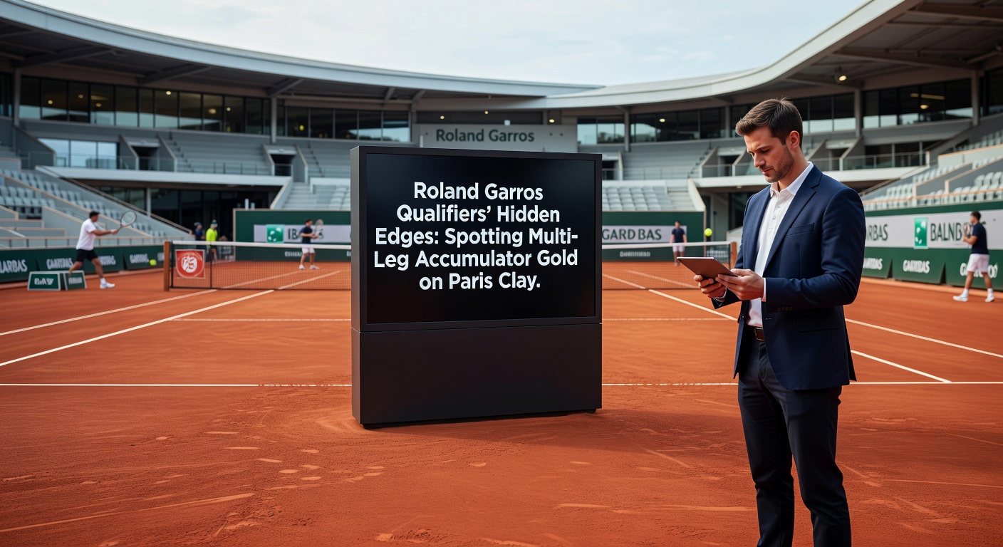 Close-up of a qualifier player sliding on Paris clay, executing a defensive backhand during a grueling match