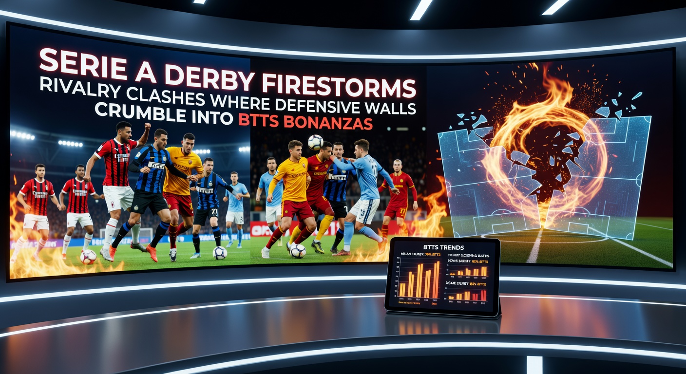 Intense Serie A derby moment with a goalkeeper sprawling to save amid chaos, rivals pressing hard as the crowd roars